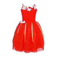 Festive Fairy Petal Red Dress